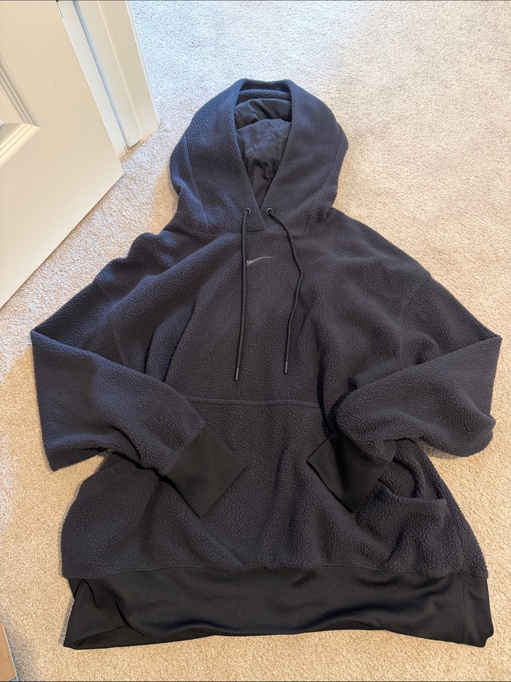 Nike Black Sherpa Crewneck Hoodie with Hood